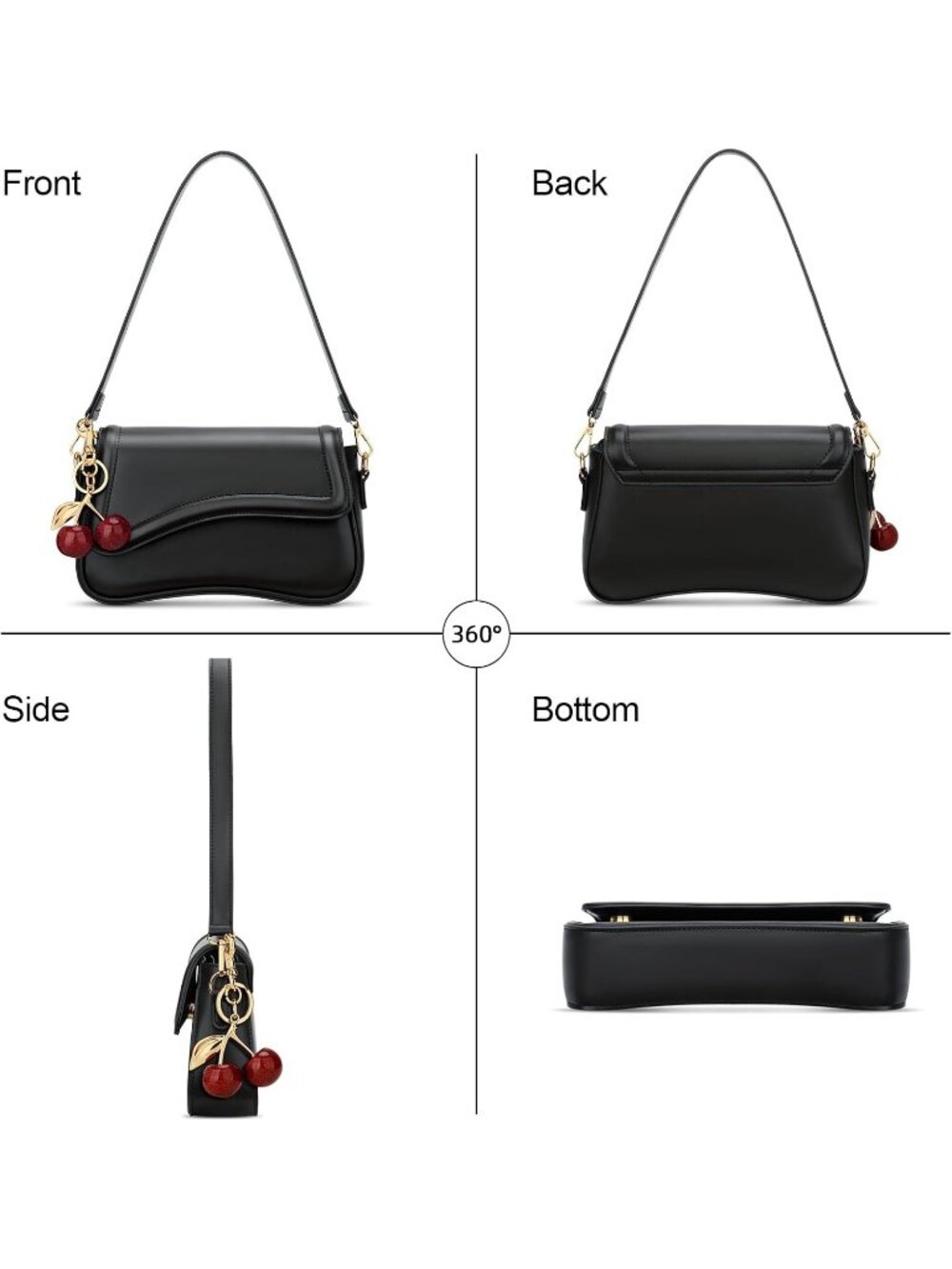 Women's Red Black Mini Hobo Shoulder Bag Crossbody Purse Detachable Strap - Picture 5 of 7